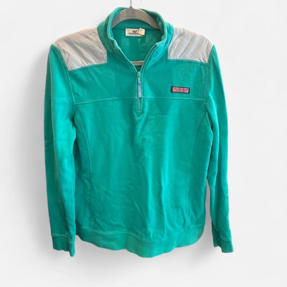 Vineyard Vines Martha's Vineyard Teal w/ Fuscia Accent Quarter Zip Sz M
